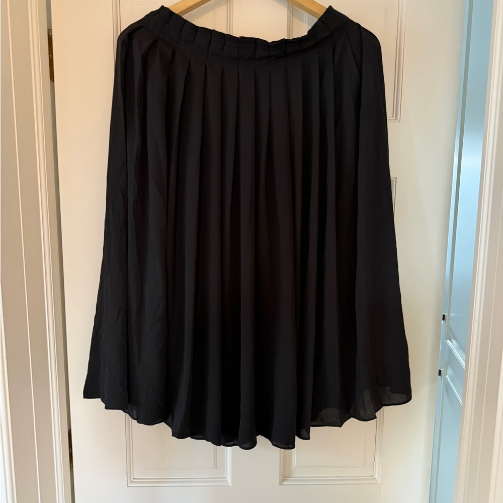 J. Crew Black A-Line Pleated Skirt